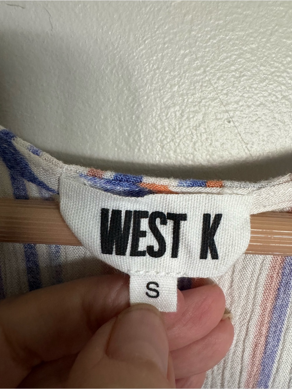 West K Striped Tie Front Tank Top Small V Neck Sleeveless Blue Orange White - Picture 4 of 10